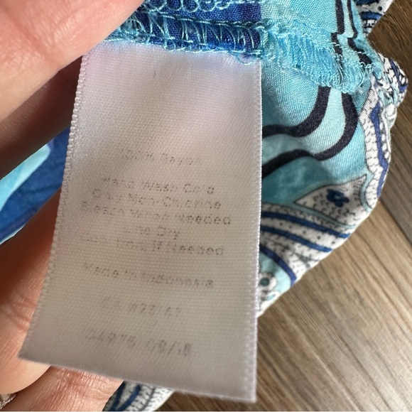 Talbots Womens Notch Neck Blouse Blue XL Striped Lightweight Relaxed Coastal Top - Picture 3 of 9